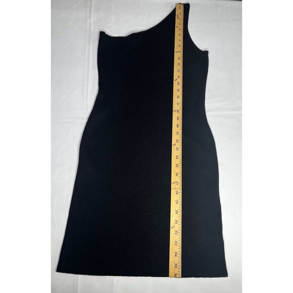 House Of Harlow 1960 Revolve Black Ribbed Knit One Shoulder Mini Dress Medium - Picture 10 of 12